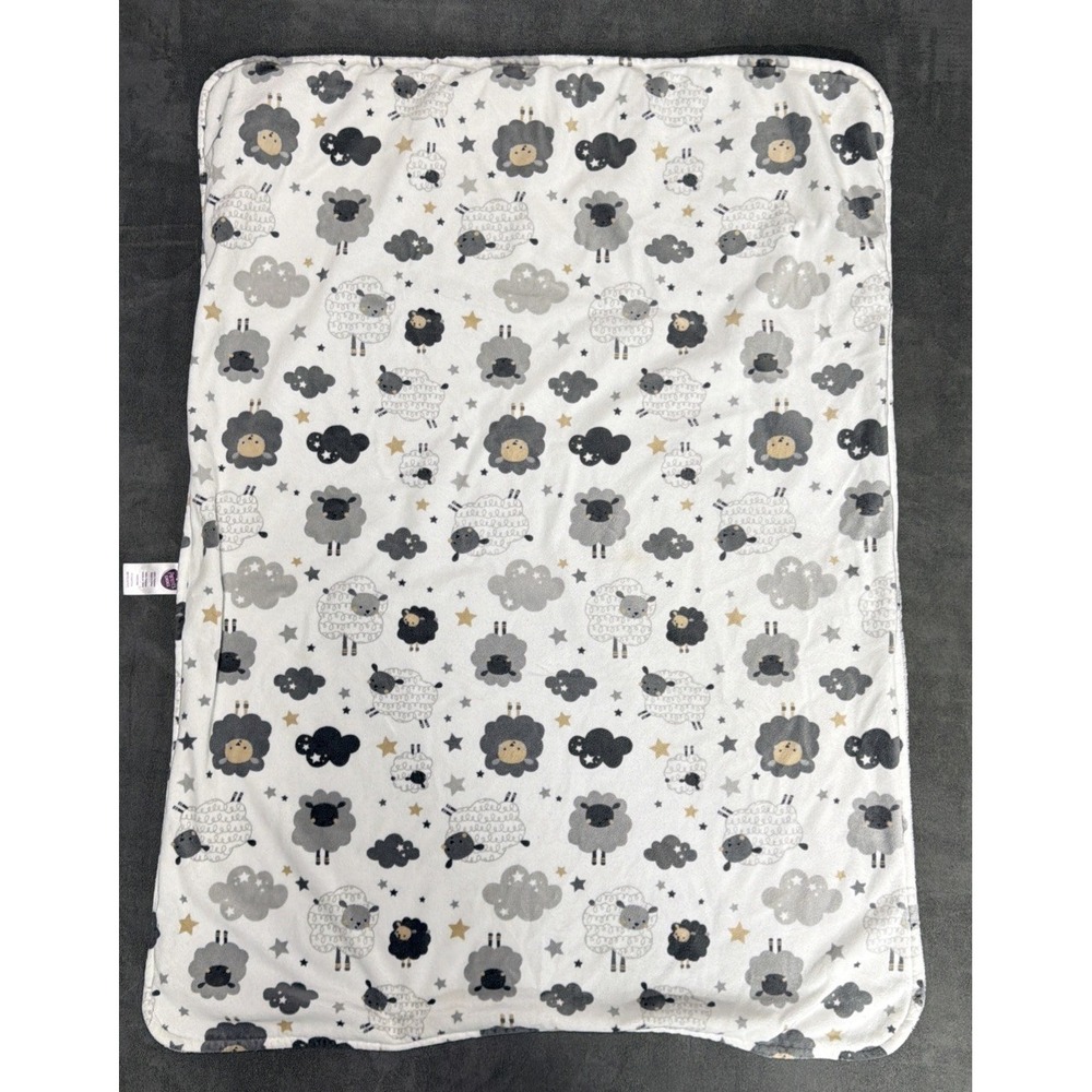 Parent's Choice Baby Blanket Sheeps Lambs White Gray Reversible Lovey